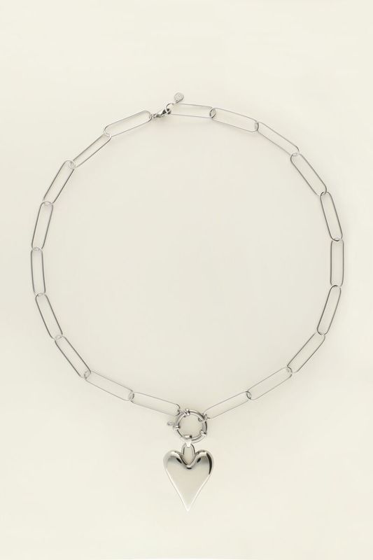 My Jewellery Necklace chain &amp; big heart Zilver MJ10021