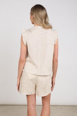 Nukus Lori Top Embroidery Beige