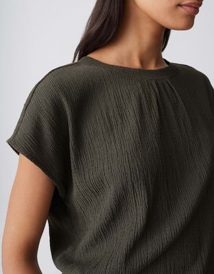 Opus Salti Jersey shirt met kreukeffect Groen