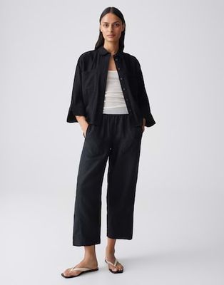 Opus Forna Overhemdblouse met delicate crêpestructuur Losse pasvorm