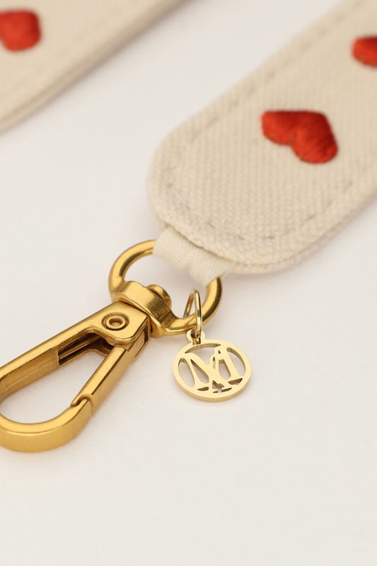 My Jewellery Phonecord linnen red hearts Beige MJ12290