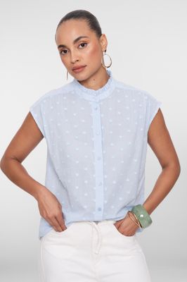 Geisha Blouse hearts sleeveless Blauw