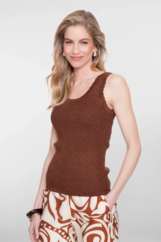 Geisha Singlet lurex Bruin