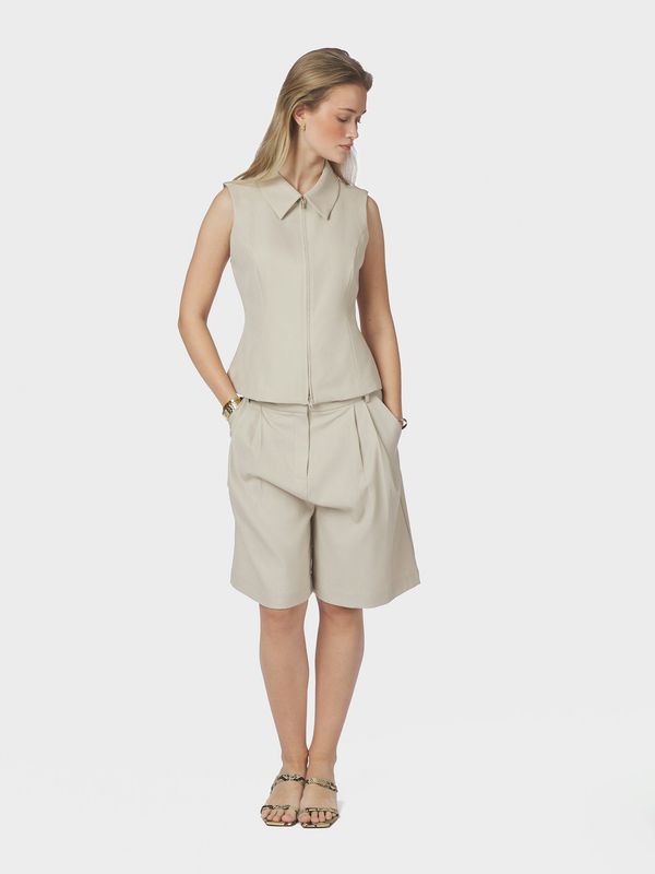 Neo Noir Annabella Structure Waistcoat Ecru