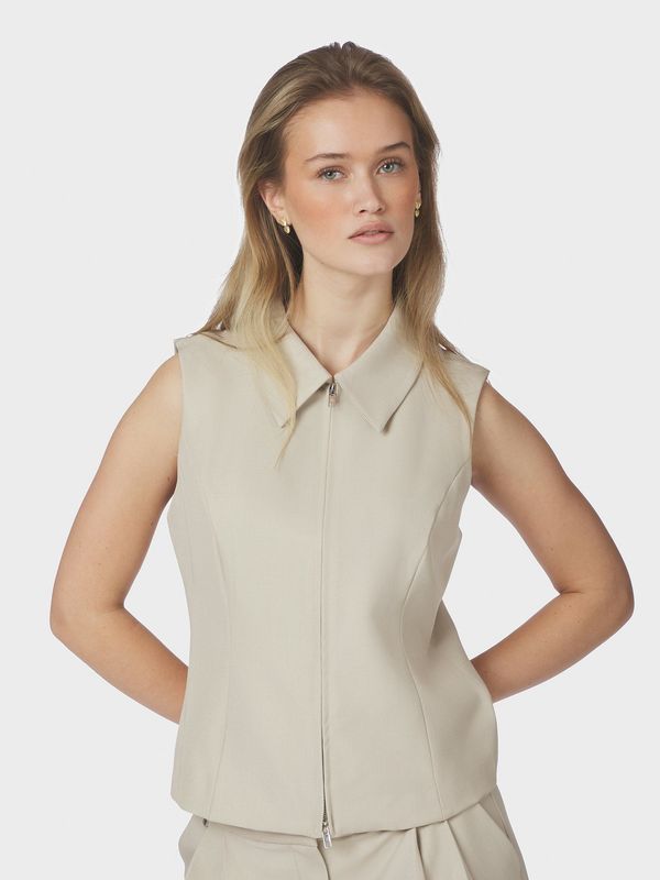Neo Noir Annabella Structure Waistcoat Ecru