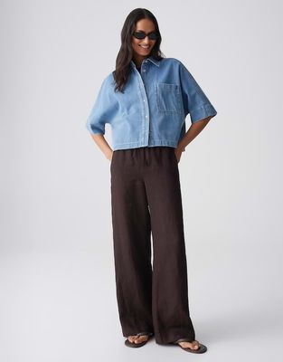 Opus Fyndra Boxy denim blouse Blauw