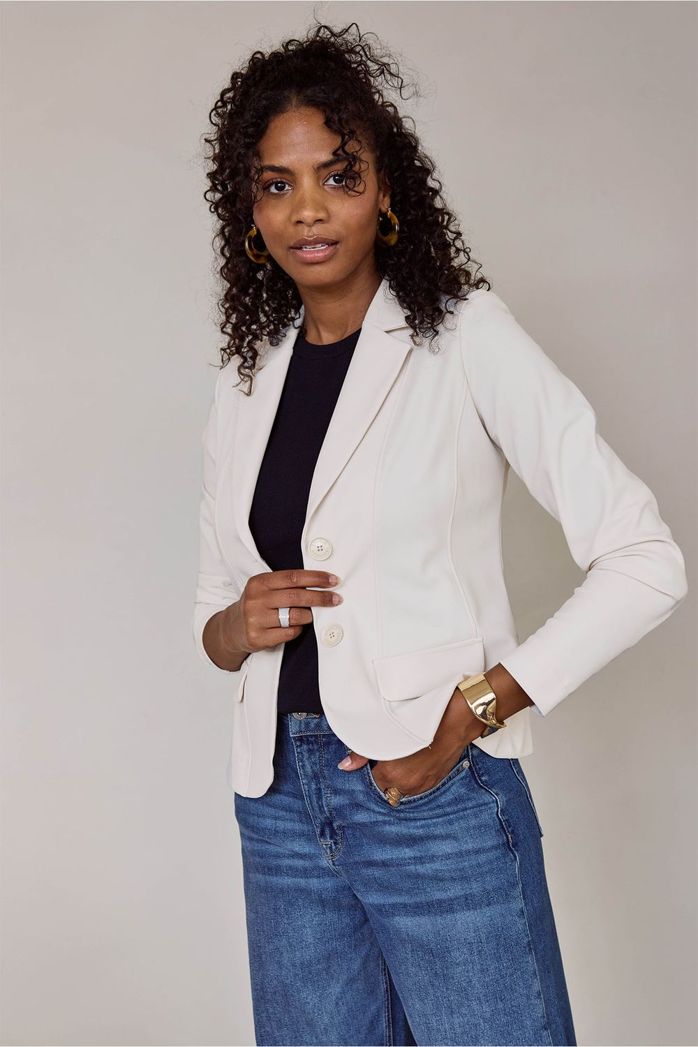 Studio Anneloes Bright Bonded Blazer Ecru