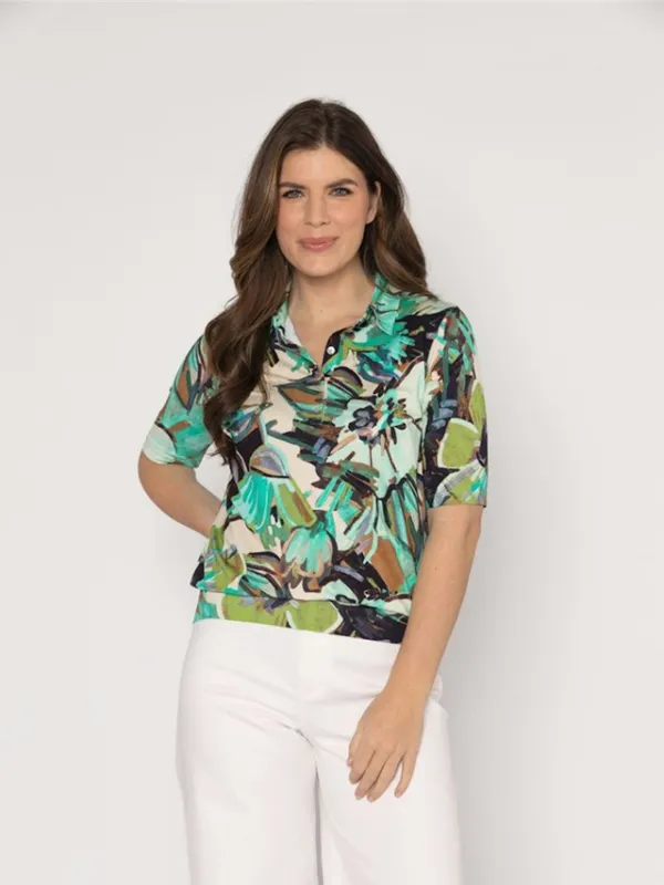 Roberto Sarto Blouse Polo Korte Mouw Groen