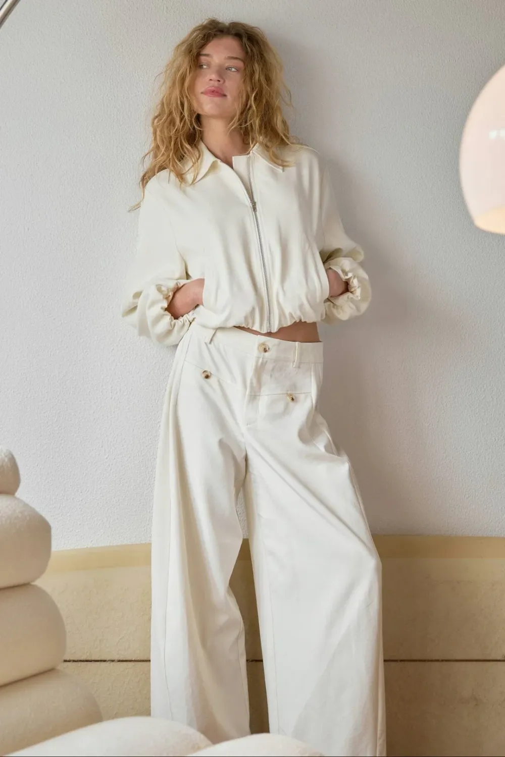 Neo Noir Massie structuur Broek Ecru
