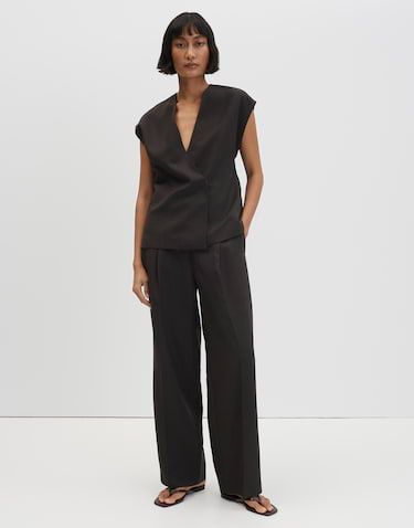 Someday Relaxte bandplooibroek van viscose-linnenmix