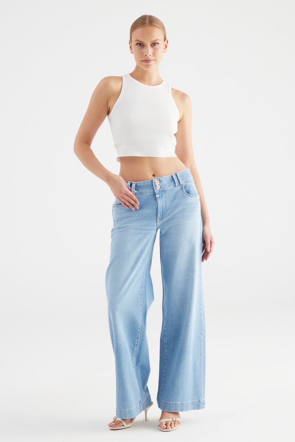 Cup Of Joe Denim wide straight jeans Blauw Carlotta