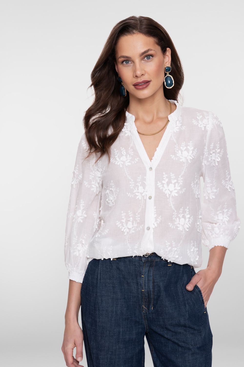 Geisha Blouse transparant met print