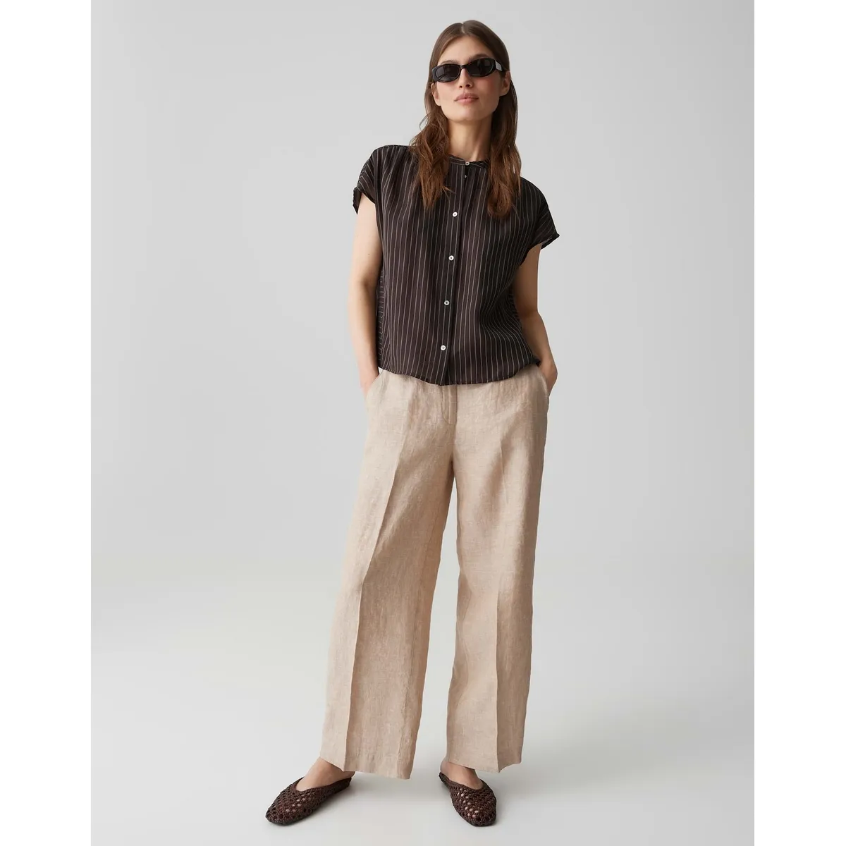 Opus blouse Friepe bruin gestreept