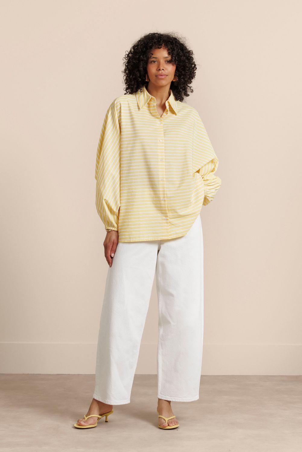 Studio Anneloes Yuki poplin stripe blouse Geel