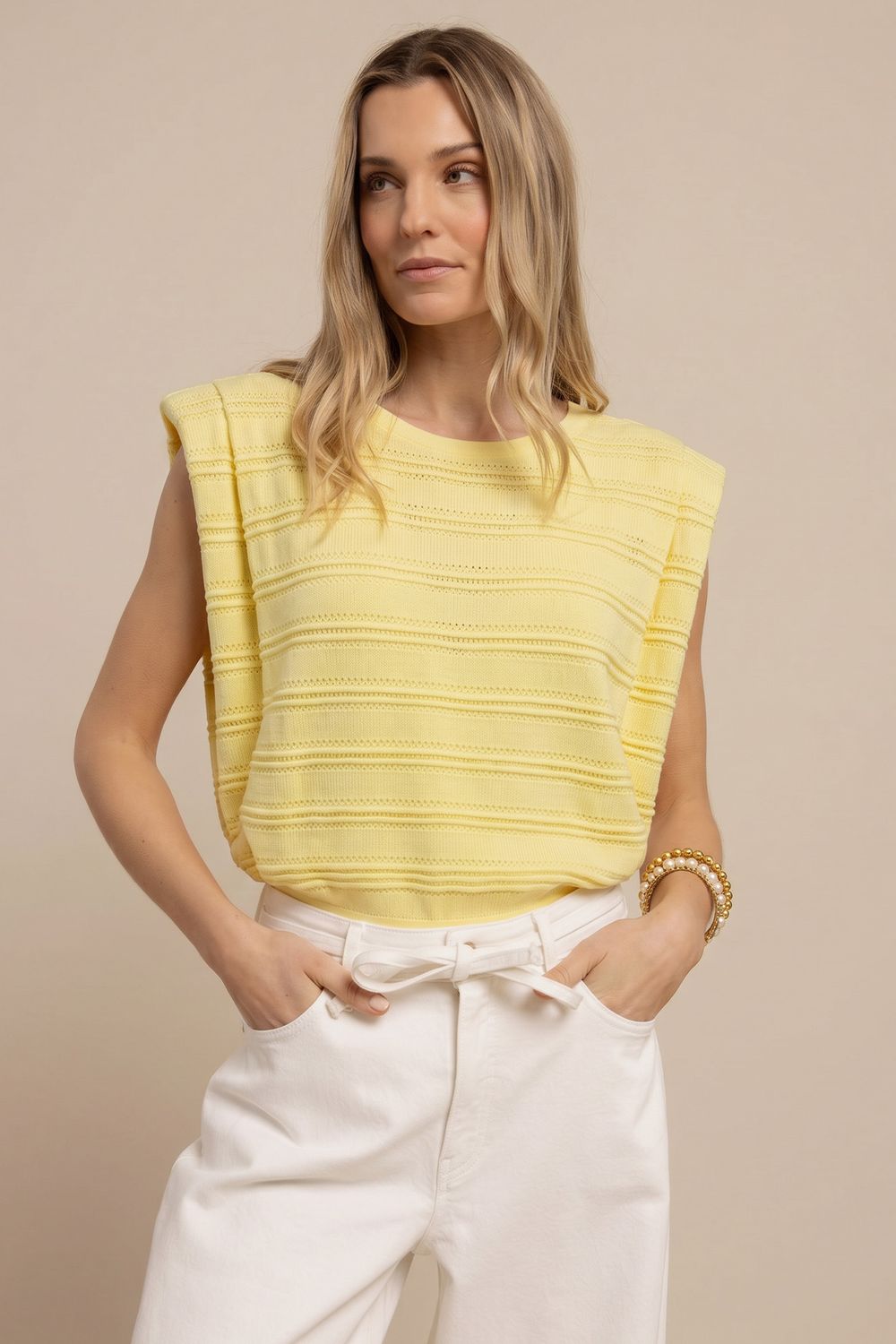 Studio Anneloes Leona knitted top Geel