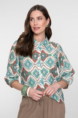 Geisha blouse met print Blauw