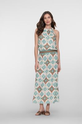 Geisha maxi jurk met halterhals en grafische print Blauw