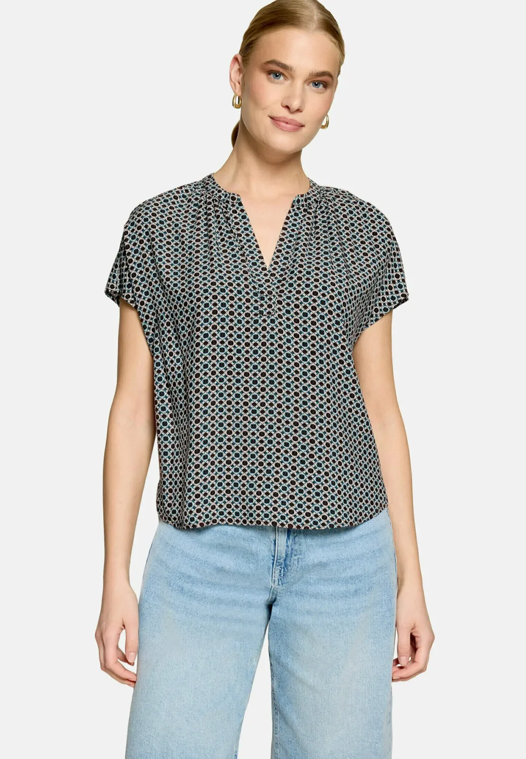 Zero blouse met print Bruin