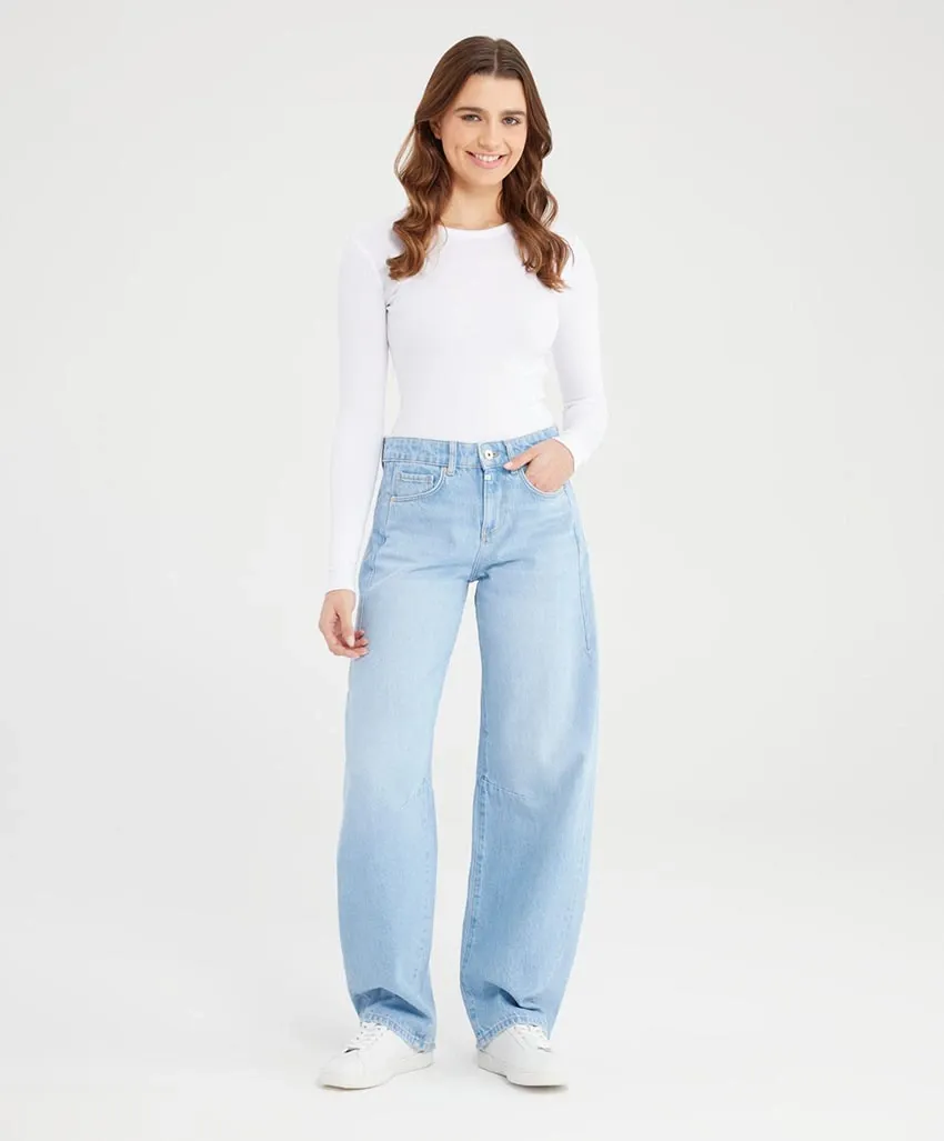 Cup Of Joe Denim mid waist balloon jeans Blauw Clara L32