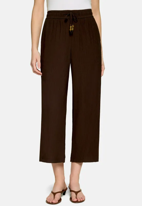 Zero broek 7/8 broek met strikdetail Bruin