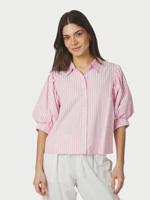 Neo Noir Etta Soft Stripe Stone Shirt Roze