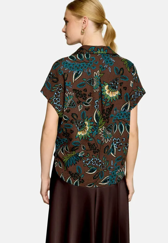 Zero blouse met print Bruin