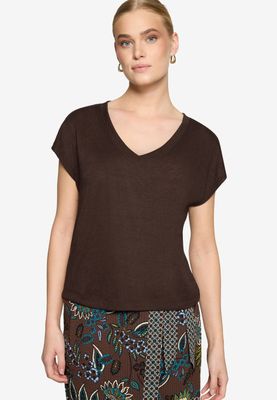 Zero T-shirt met V-hals Bruin