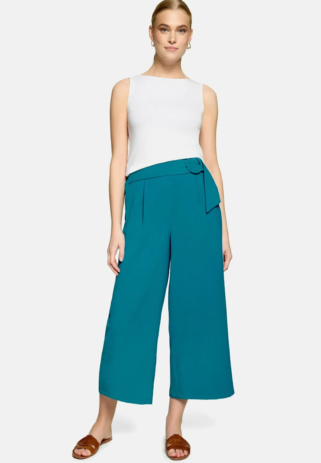 Zero 7/8 broek met gesp Groen