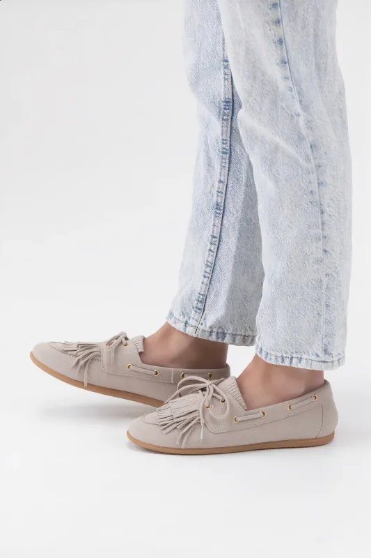 DWRS Label LATTY fringes Mocassins Beige