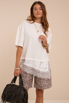 My Jewellery Wit T-shirt met satijn en kanten details