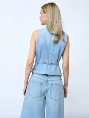 Sisters Point Gilet Denim Blauw