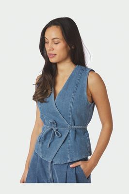 Neo Noir Samara Denim Waistcoat Blauw