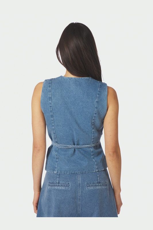 Neo Noir Samara Denim Waistcoat Blauw