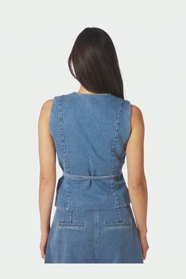 Neo Noir Samara Denim Waistcoat Blauw