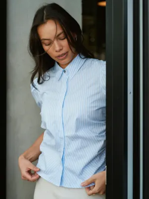 Neo Noir Frannie Soft Stripe Shirt Blauw