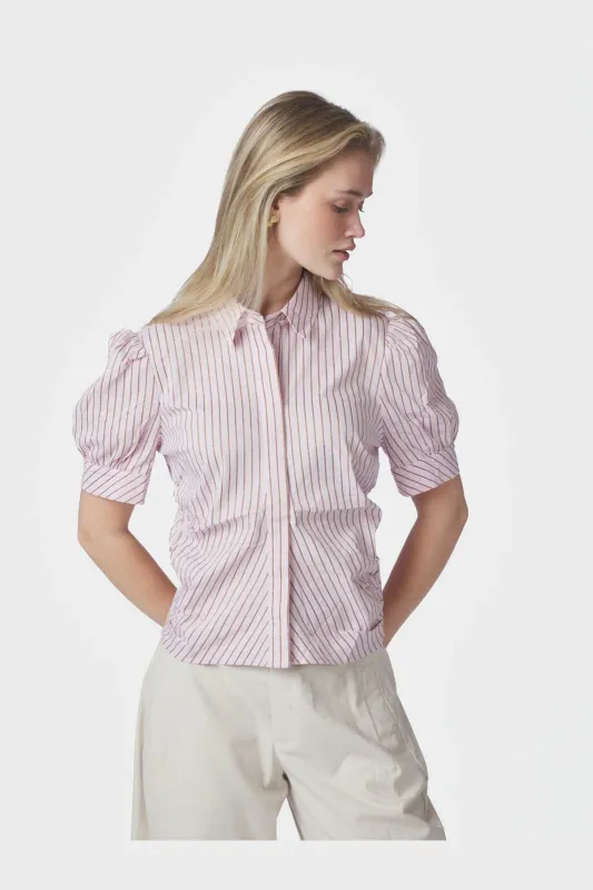 Neo Noir Frannie Structure Stripe Shirt Roze