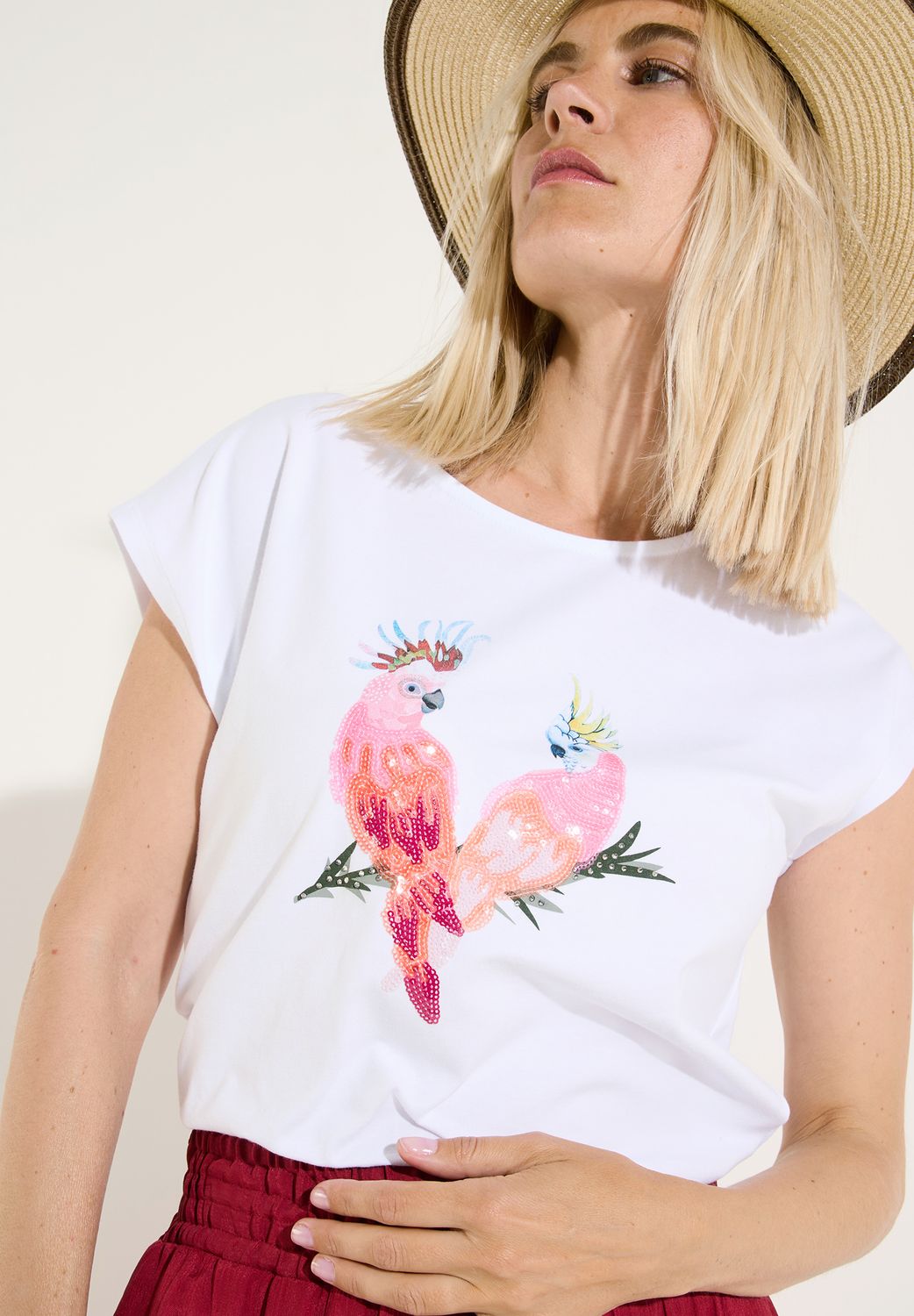 More &amp; More Shirt met papegaaien Wit