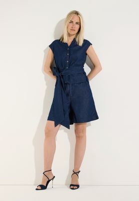 More &amp; More Denim Blouse met knot Detail dark blue denim