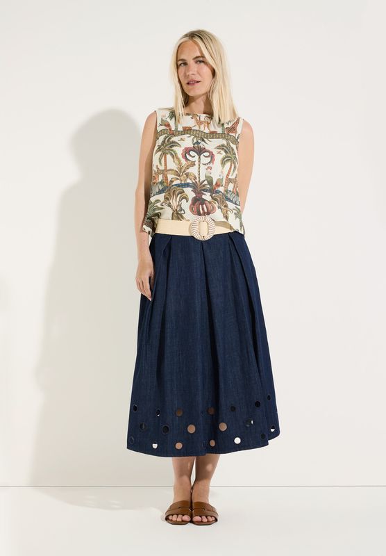 More &amp; More Poplin Print Blouse Top retro jungle print