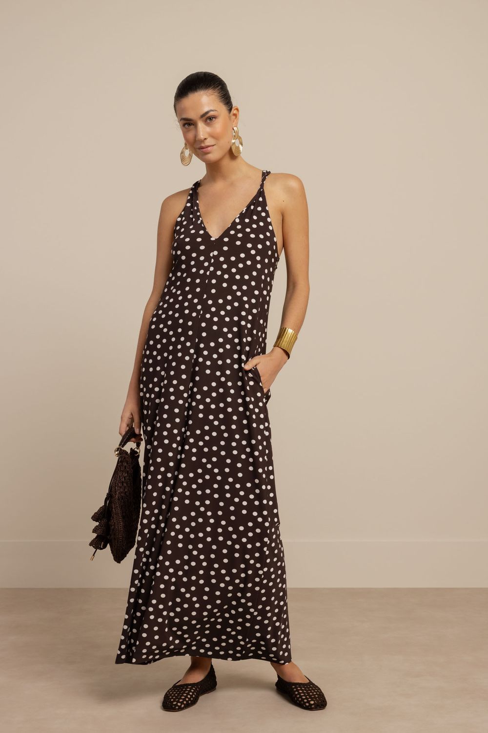 Studio Anneloes Norah 2way dot dress Bruin