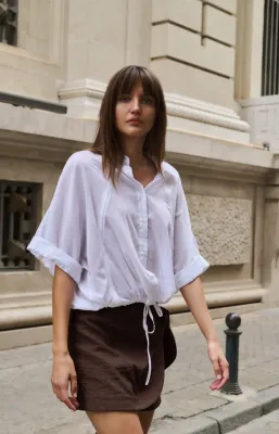 YAYA Blouse met wijde mouwen en gevlochten details Wit
