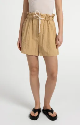 YAYA Bermuda met hoge taille en cargozakken Beige