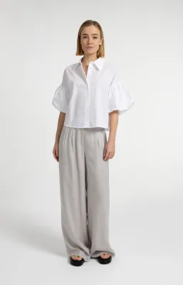 YAYA Blouse met volumineuze ballonmouwen en klassieke kraag Wit