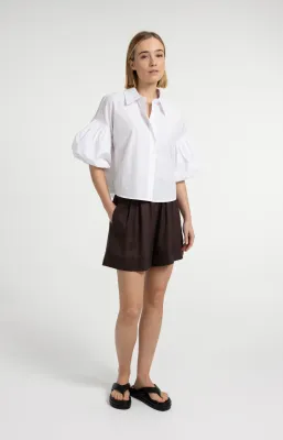 YAYA Blouse met volumineuze ballonmouwen en klassieke kraag Wit
