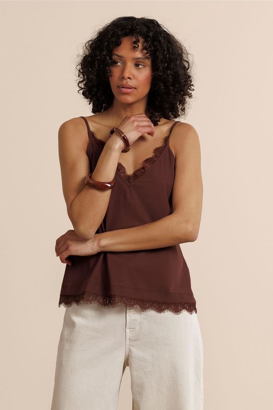 Studio Anneloes Mitzie lace top Bruin