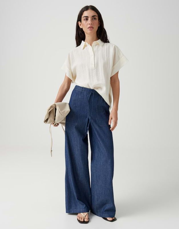 Opus Melane met denimlook Blauw