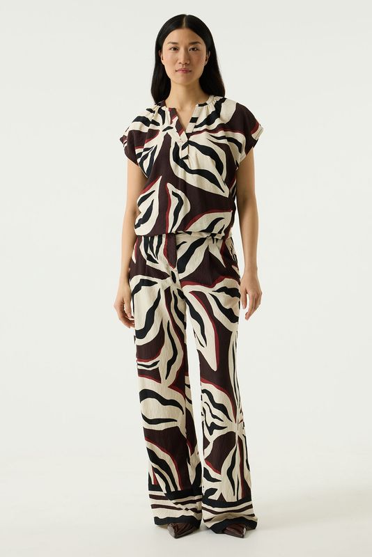 Garcia Broek met print Bruin