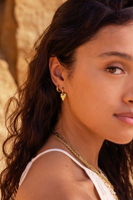 My Jewellery Earrings heart with pearls Goud