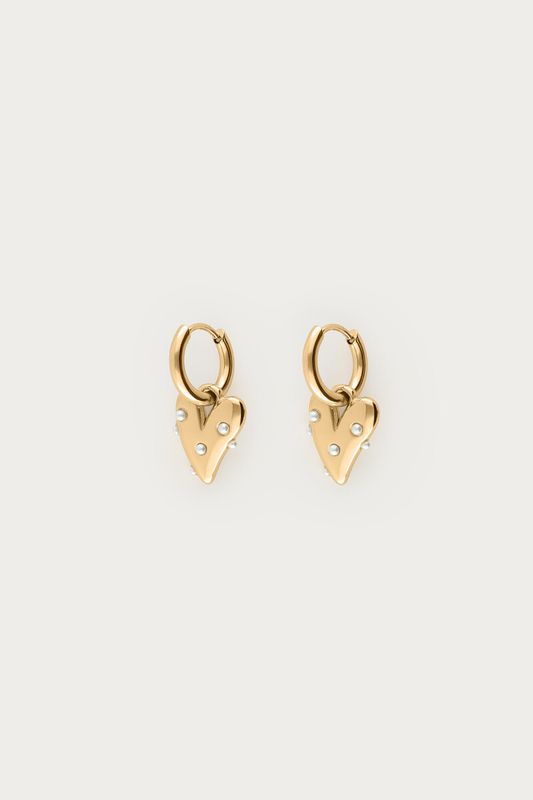My Jewellery Earrings heart with pearls Goud