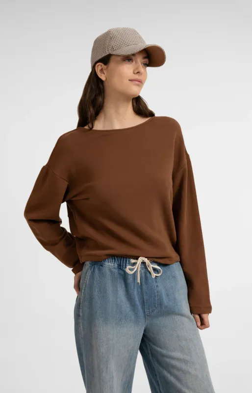 YAYA Sweater met gedraaid detail Bruin